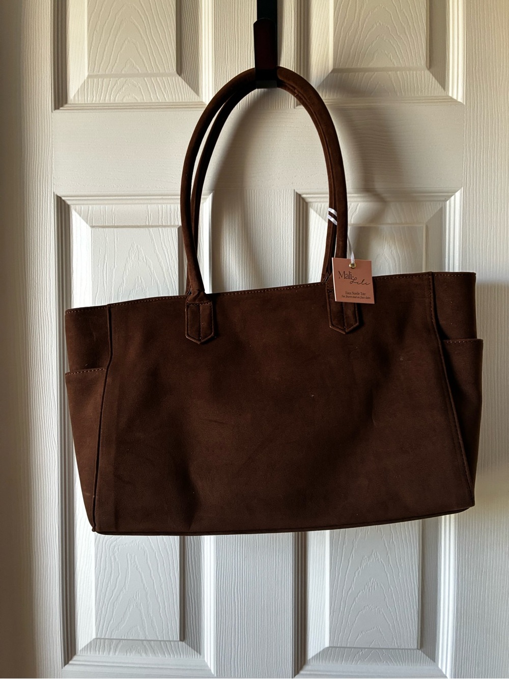 Classic Chocolate Brown faux Suede Tote Bag
